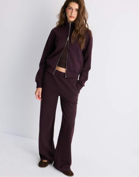 Stradivarius Tall pantaloni jogger a gamba larga viola scuro - view 1