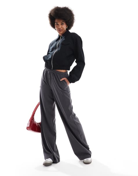 Stradivarius Tall pull on pants in gray - view 1