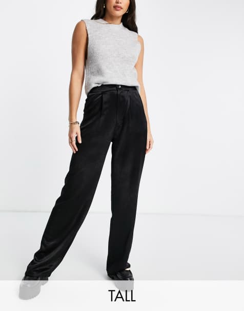 Stradivarius Tall satin pants in black - view 1
