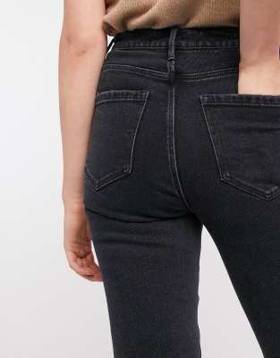 stradivarius black slim mom jeans