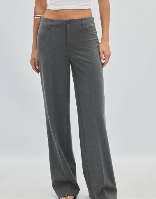 Stradivarius Tall schmale gerade Hose in Dunkelgrau, 2 von 7