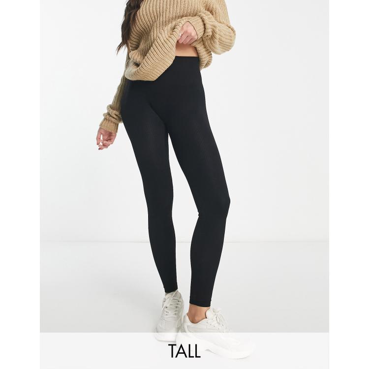 Stradivarius Tall seamless ribbed leggings in black