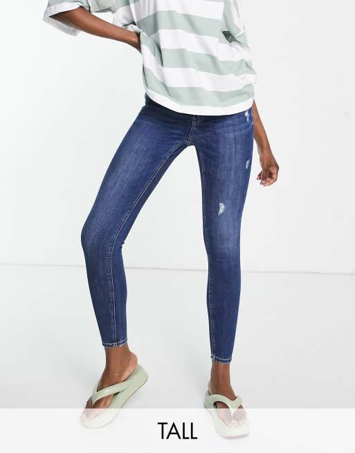 Stradivarius Tall - Skinny-jeans i mørk vask