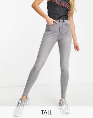 Stradivarius Tall - Skinny-Jeans in Grau mit superhohem Bund