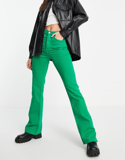 Women's Green Flare Jeans