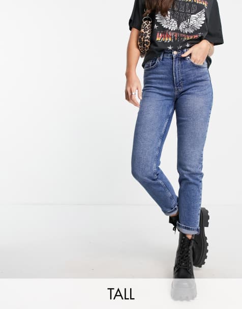 Stradivarius Tall slim mom jean with stretch in authentic blue - view 1