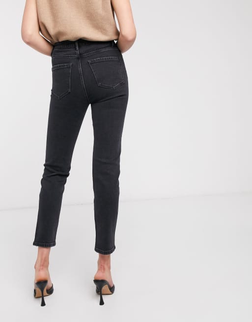 Stradivarius Tall slim mom jean with stretch in black wash ASOS