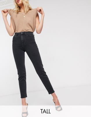 stradivarius mom jean with stretch in black