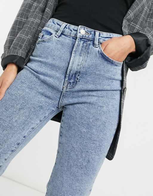 stradivarius, Jeans, Asos Stradivarius Petite Cotton Slim Mom Jeans With  Stretch In Blue