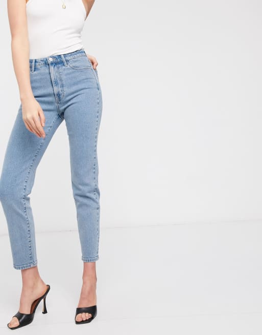 Stradivarius Tall slim mom jean with stretch in blue