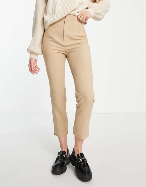 Motel low waist slim fit trousers co-ord in brown pinstripe