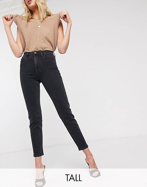 Stradivarius - Tall - Smalle mom jeans met stretch in zwart