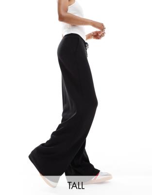 Stradivarius Tall Soft Touch Wide Leg Sweatpants In Black