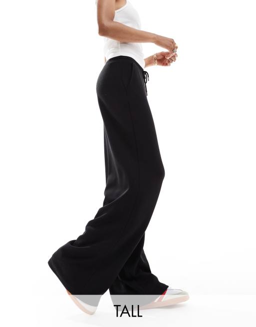 Stradivarius Tall soft touch wide leg sweatpants in black
