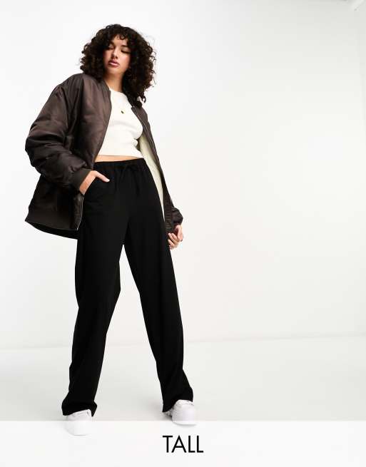 Stradivarius Tall - Sorte skræddersyede pull-on-bukser