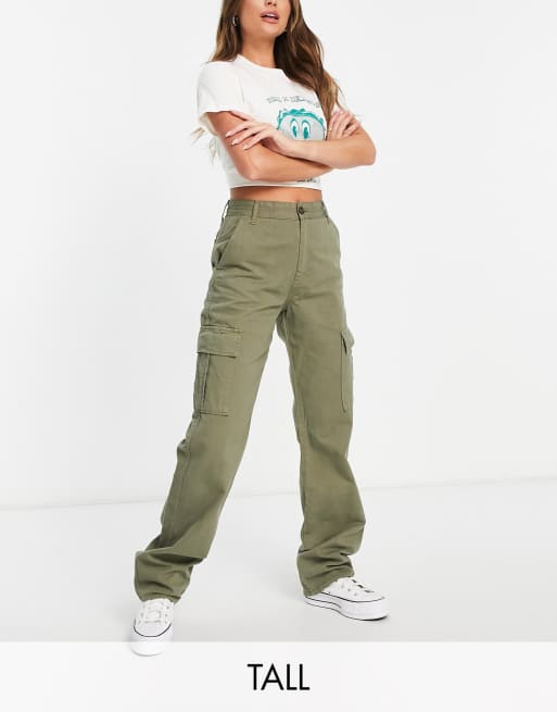 Stradivarius Tall – STR – Spodnie bojówki z prostymi nogawkami w kolorze khaki