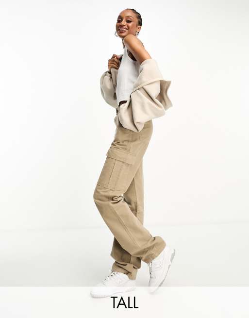 Stradivarius Tall straight leg cargo pants in stone ASOS