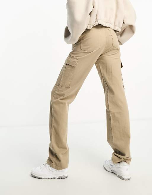 Stradivarius straight leg cargo pants in khaki