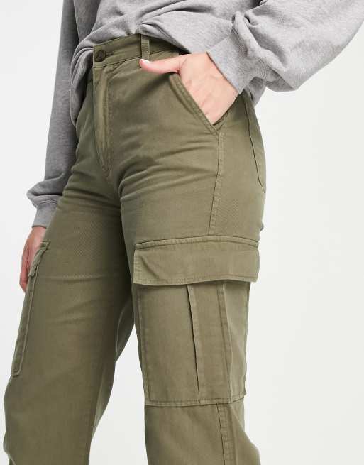 Stradivarius STR Tall straight leg cargo pants in stone