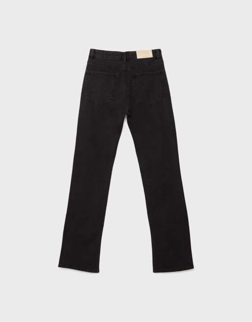 Stradivarius Tall straight-leg jeans in zwart denim met wassing, 7 van 7