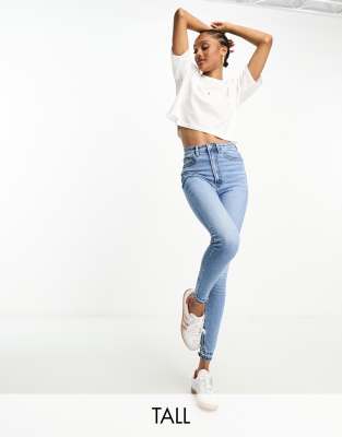 Stradivarius Tall super high waist skinny jean in medium blue - ASOS Price Checker