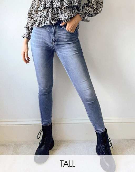 stradivarius stepped waist dad jean in washed blue