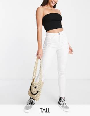 Stradivarius Tall super high waist skinny jean in white