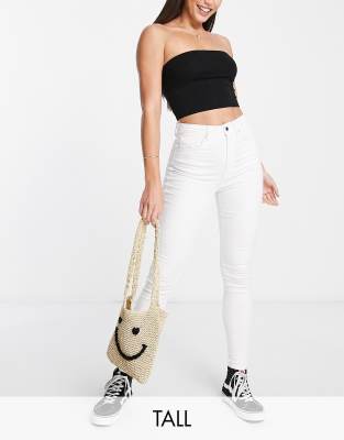 Stradivarius Tall super high waist skinny jeans in white - ASOS Price Checker