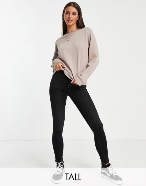 Stradivarius Tall super high waist skinny jeans in black - view 1