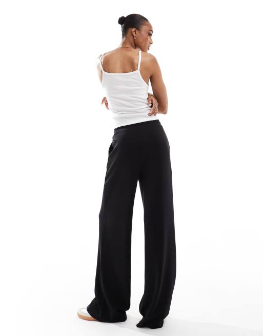 Stradivarius Tall – Svarta, mjuka mjukisbyxor med vida ben, del av set, 5 av 5