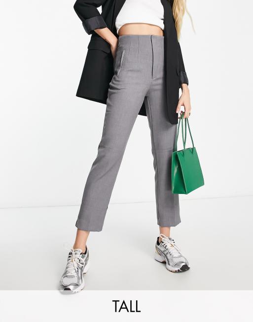 Stradivarius Tall – Szare dopasowane spodnie cygaretki 