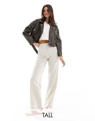 Stradivarius Tailored Straight Leg Pants In Mushroom-white