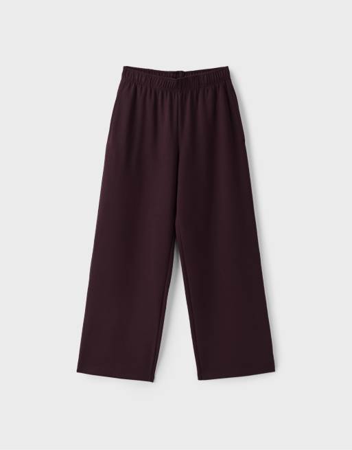 Stradivarius Tall vida joggerbyxor i mörklila, 6 av 7