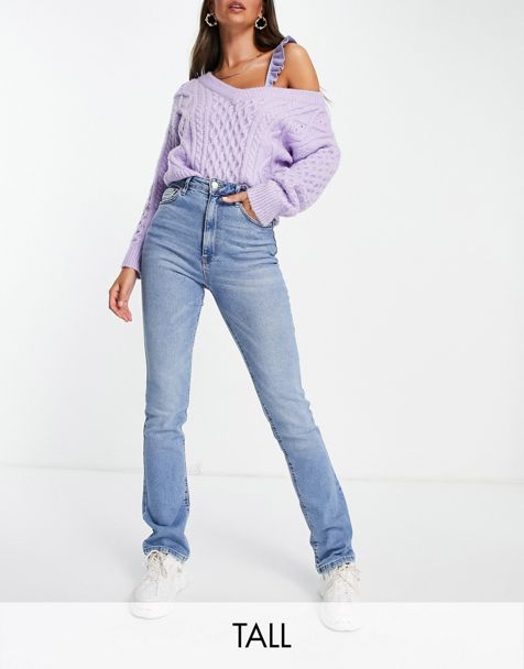 Pieces Tall Peggy flared jeans in white