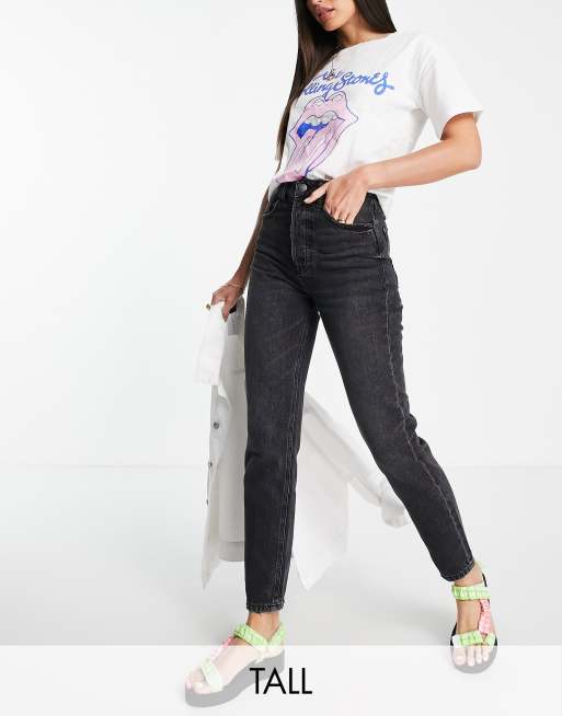 Stradivarius Tall - Vintage mom jeans in zwart met wassing 