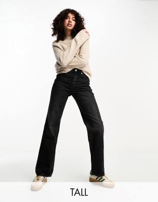 Stradivarius Tall wide leg dad jean in black wash  - ASOS Price Checker