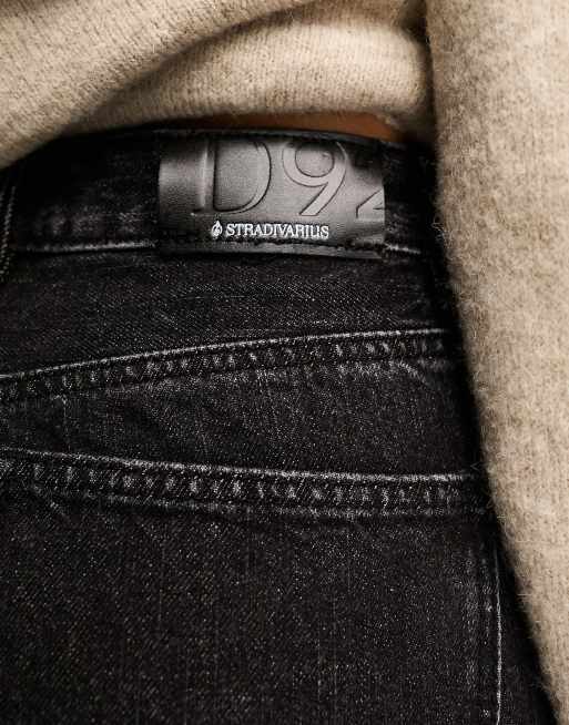 Stradivarius Tall wide leg dad jean in black wash ASOS