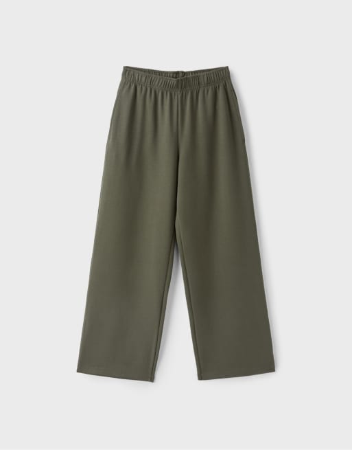 Stradivarius Tall wide-leg jogger trousers in khaki, 5 of 6