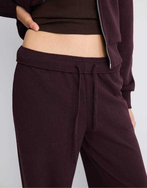 Stradivarius Tall wijde joggingbroek in donkerpaars, 4 van 7