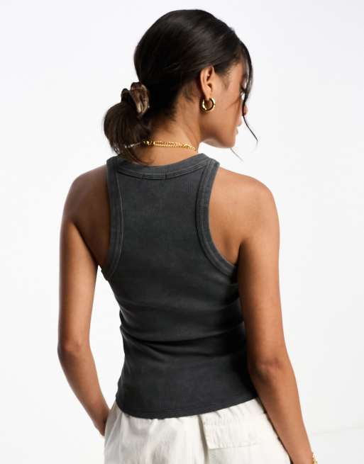 RUCHED FRONT TANK TOP in Black