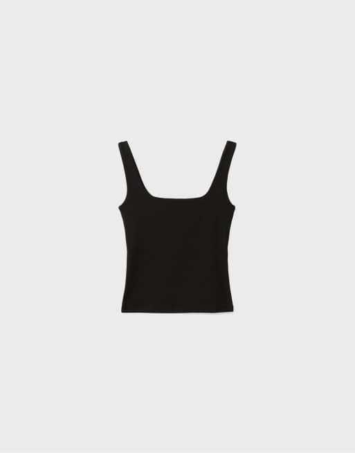 Stradivarius tank top with square neck in black, 6 of 7