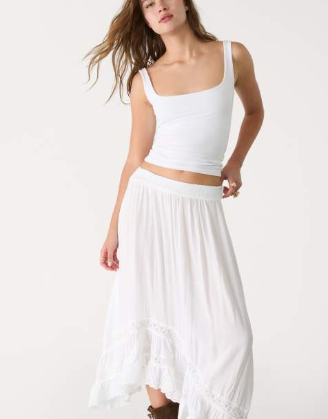 Stradivarius tank top with square neck in white - view 1