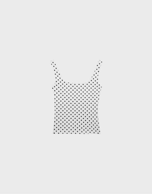 Stradivarius tanktop met vierkante halslijn met polkadot, 7 van 7