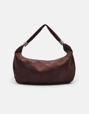 Stradivarius - Tasche in Braun aus Wildlederimitat mit Ringen-Brown