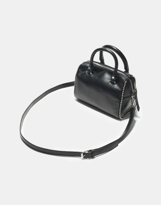 Stradivarius Tasche mit Nieten im Bowling-Stil in Schwarz, 4 von 4