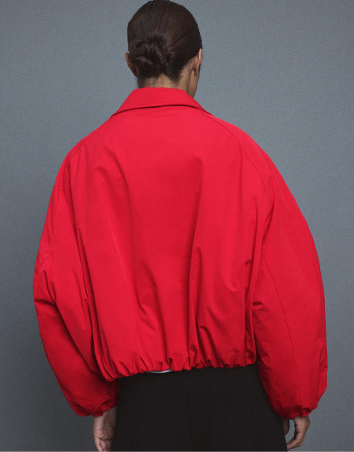 Stradivarius Technical balloon jacket in red, 3 of 7