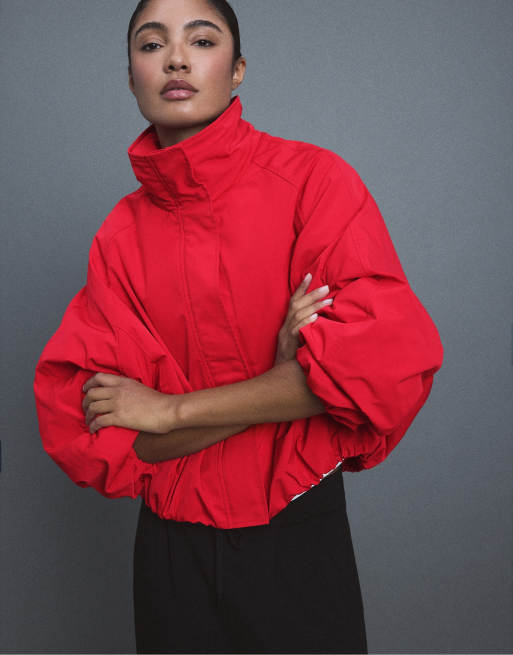 Stradivarius Technical balloon jacket in red, 5 of 7