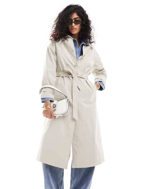 Stradivarius technical trench coat in stone 