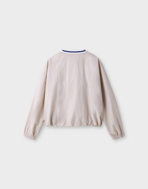 Stradivarius Technical v-neck sweatshirt in stone, 7 of 7