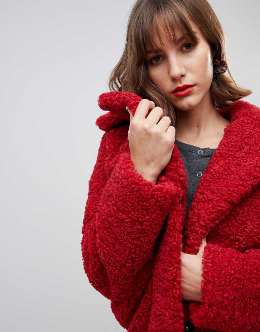 Stradivarius red outlet coat